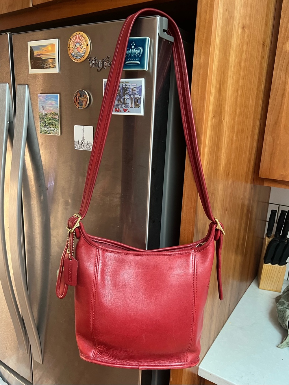 Vintage Coach Red Legacy Medium Slim Duffle #9816